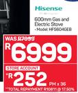 Hisense 600mm Gas And Electric Stove HFS604GEB