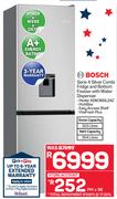 Bosch Serie 4 Silver Combi Fridge And Bottom Freezer With Water Dispenser KGW36NL2AZ
