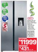 Defy 490Ltr Metallic Side By Side Fridge And Freezer With Water Dispenser DFF458