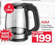 AIM 2Ltr Glass Cordless Kettle AGK12