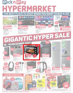 Pick n Pay Hypermarket : Gigantic Hyper Sale (15 December - 19 December 2021), page 1