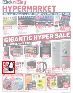 Pick n Pay Hypermarket : Gigantic Hyper Sale (15 December - 19 December 2021), page 1