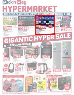 Pick n Pay Hypermarket : Gigantic Hyper Sale (15 December - 19 December 2021), page 1