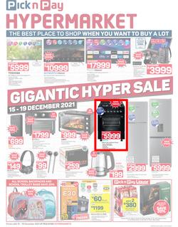 Pick n Pay Hypermarket : Gigantic Hyper Sale (15 December - 19 December 2021), page 1