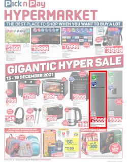Pick n Pay Hypermarket : Gigantic Hyper Sale (15 December - 19 December 2021), page 1
