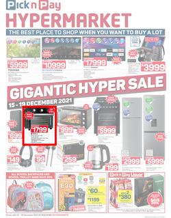 Pick n Pay Hypermarket : Gigantic Hyper Sale (15 December - 19 December 2021), page 1