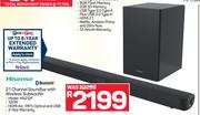 Hisense 2.1 Channel Soundbar With Wireless Subwoofer HS212F