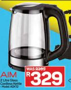 Aim 2 Ltr Glass Cordless Kettle AGK12