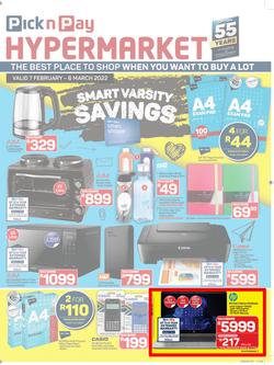 Pick n Pay Hypermarket : Smart Varsity Savings (7 February - 6 March 2022), page 1