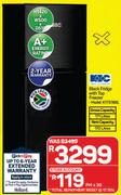 KIC Black Fridge With Top Freezer KTF518BL