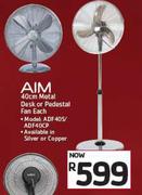 Aim 40cm Metal Desk Or Pedestal Fan ADF40S/ADF40CP-Each