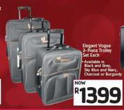 Elegant Vogue 3-Piece Trolley Set-Each