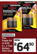 Duracell Plus Power AA Or AAA 4 + 2 Free Battery Pack-Each