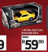1:43 Die Cast Cars Assorted-Each