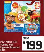 Paw Patrol Mini Vehicle With Figurine Assorted-Each
