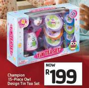 Champion 15 Piece Owl Design Tin Tea Set