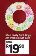 61cm Lively Print Rings Assorted Colours-Each