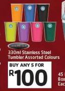 Stainless Steel Tumbler Assorted Colours-5 x 330ml 