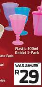 Plastic Goblet 3 Pack-300ml