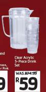 Clear Acrylic 5 Piece Drink Set