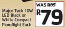Major Tech 10W LED Black Or White Compact Floodlight-Each