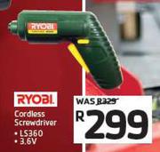 Ryobi 3.6V Cordless Screwdriver LS360