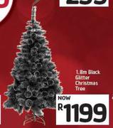 1.8m Black Glitter Christmas Tree
