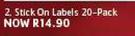 Creative Joyful Shimmer Stick On Labels 20 Pack