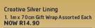 Creative Silver Lining 1m x 70cm Gift Wrap Assorted-Each