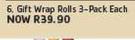 Creative Silver Lining Gift Wrap Rolls 3 Pack-Each