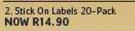 Creative Silver Lining Stick On Labels 20 Pack
