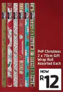 PnP Christmas Gift Wrap Roll Assorted-2 x 70cm Each