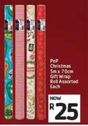 PnP Christmas Gift Wrap Roll Assorted-5m x 70cm Each
