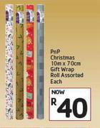 PnP Christmas Gift Wrap Roll Assorted-10m x 70cm Each
