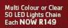 Multi Colour Or Clear 50 LED Lights Chain-Each