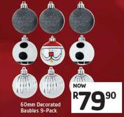 Baubles 60mm Decorated 9 Pack