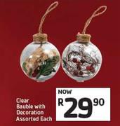 Clear Bauble With Decoration Assorted-Each