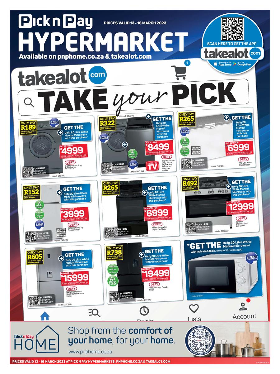 pick n pay microwave specials