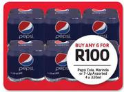 Pepsi Cola, Marinda Or 7-Up Assorted-6 x 4 x 330ml