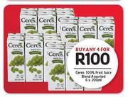Ceres 100% Fruit Juice Blend Assorted-4 x 6 x 200ml