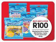 Manhattan Wine Gums, Milk Bottles, Candy Sweets Assorted-4 x 400g
