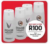 Axe Deodorant Assorted-4x 150ml