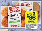 Rainbow Simply Chicken Bites,Burgers,Cheeseies,Fingers,Nuggets Or Steaklets-Any 2 x 350g-400g