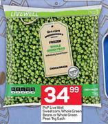 PnP Live Well Sweetcorn, Whole Green Beans Or Whole Green Peas-1Kg Each
