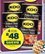 Koo Baked Beans In Tomato Sauce-For 4 x 410g