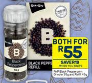 PnP Black Peppercorn Grinder 55g & Refill 45g-Both For