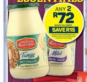 Crosse & Blackwell Mayonnaise, Salad Cream Or Trim Dressing Assorted-Any 2 x 750g/790g