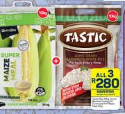 Tastic Rice 10Kg, Crown Blende Cooking Oil 2L & PnP Maize Meal 10Kg-All 3
