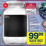 Consol 3L Glass Note Jar