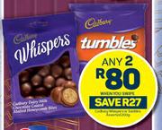 Cadbury Whispers Or Tumbles Assorted-Any 2 x 200g